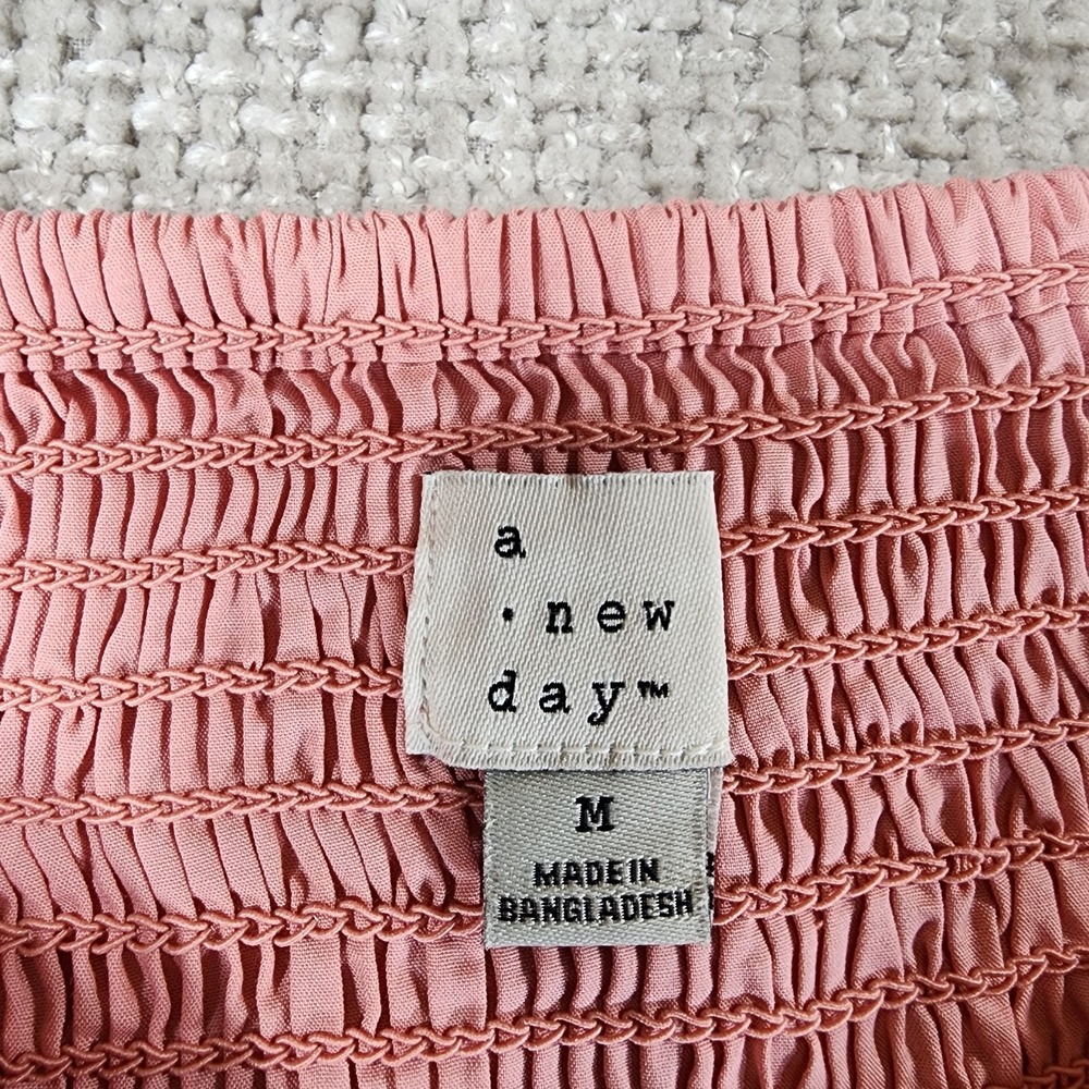 A New Day Pink Cotton Midi Skirt Womens M Boho Bric-Brac Pintuck Casual NEW - Picture 11 of 13